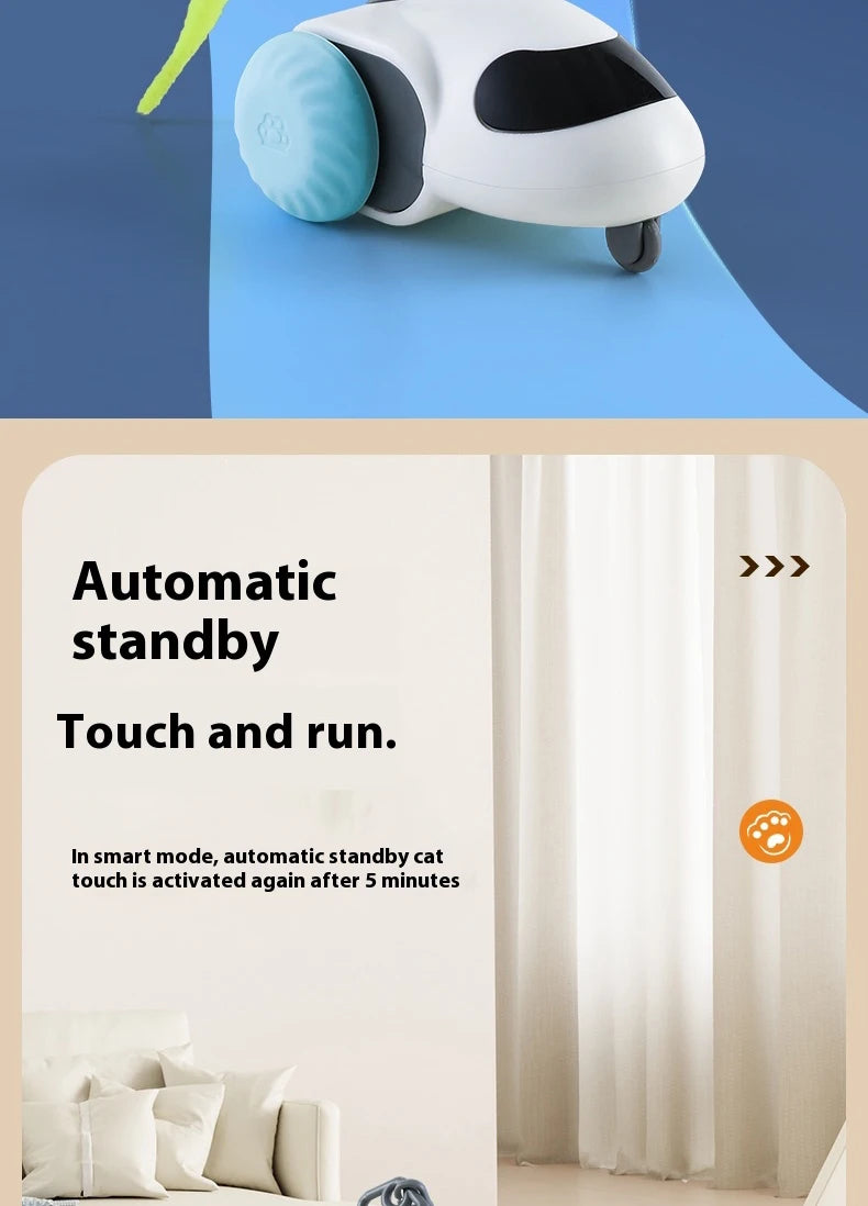 Smart Interactive Cat Toy Car Auto-Running Pet Vehicle with Obstacle Detection Durable for Indoor Cats Play - ALPENZO