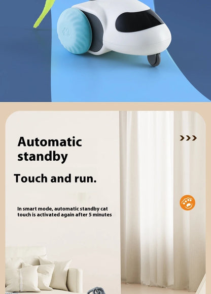 Smart Interactive Cat Toy Car Auto-Running Pet Vehicle with Obstacle Detection Durable for Indoor Cats Play - ALPENZO