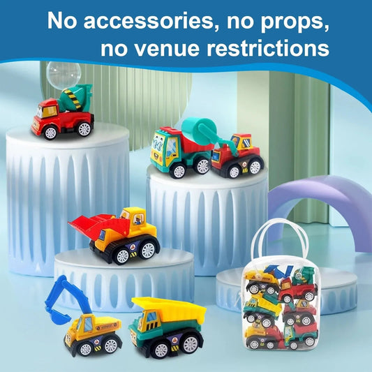 1 Bag 6 PCS Mini Inertial Pull Back Engineering Car Plastic Friction Vehicle Truck Model Toy For Children Boy Girl Birthday Gift ALPENZO