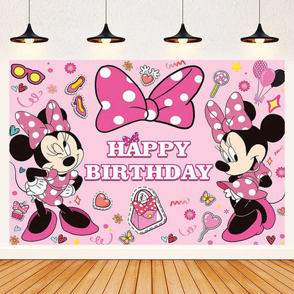 Minnie Mouse Party Decoration Disposable Tableware Minnie Cup Plate Balloon For Girls Baby Bath Birthday Party Supplies ALPENZO