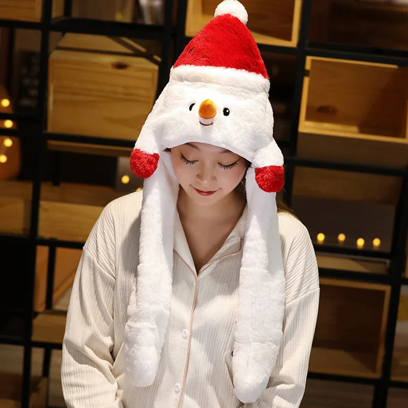 Cartoon Bunny Ear Move Hat Jumping up Toys Rabbit Girls Animal Plush Costume Cosplay Cap Kids Party for Adult Funny Anime Hat ALPENZO