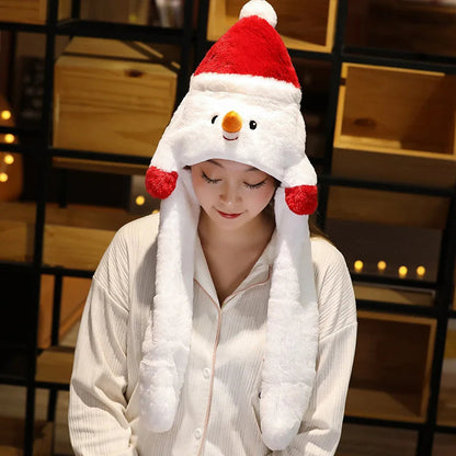 Cartoon Bunny Ear Move Hat Jumping up Toys Rabbit Girls Animal Plush Costume Cosplay Cap Kids Party for Adult Funny Anime Hat ALPENZO