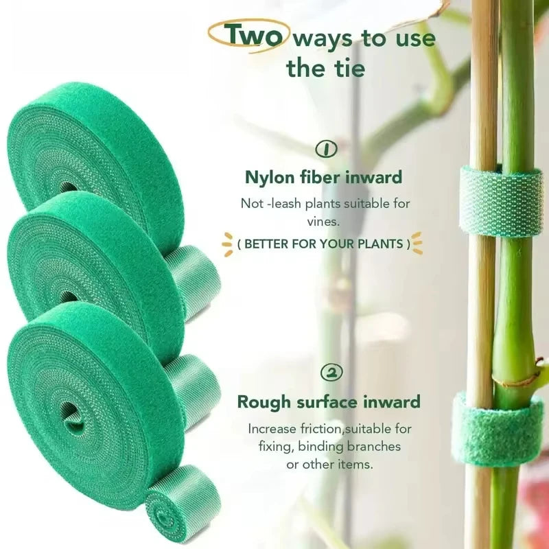 5M Nylon Plant Bandage Tie Reusable Plant Hook Loop Ties Green Fastener Tape Bamboo Cane Wrap Support Home Garden Accessories - ALPENZO