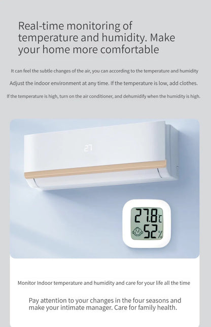 Humidity sensor, indoor thermometer, hygrometer, temperature and humidity monitor, with LCD display screen, displaying Celsius t - ALPENZO