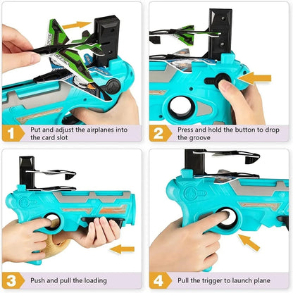 Ejection Aircraft Shooting Game Outdoor Parent-child Sports Toy Boy Gifts Shooting Aircraft Set Plastic Airplane Toys for Kids ALPENZO