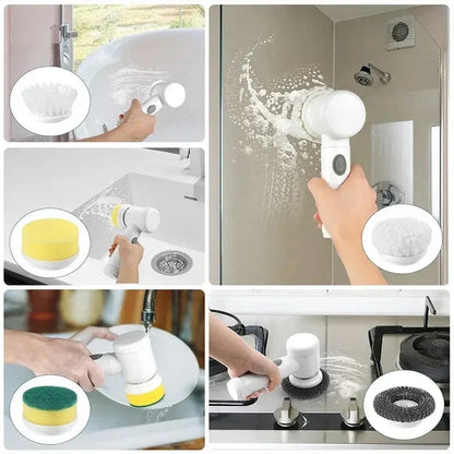 New Electric Spin Scrubber,Bathroom Cleaning Brush Power Scrubber with 5 Replaceable Brush Heads, 5 in 1 Electric Cleaning Brush - ALPENZO