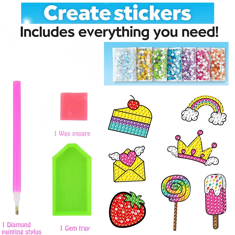 12 Create Big Gem Diamond Painting Sticker Kit Art Craft Girls Boys Unicorn Animal Sealife Magical Mosaic Dot Sticky Toys Gifts ALPENZO