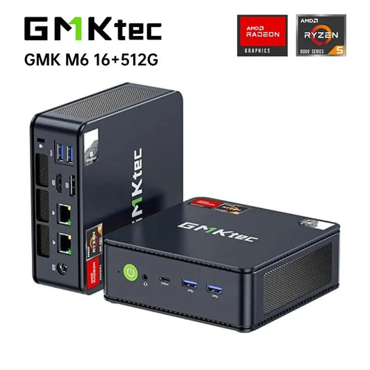 GMKtec M6 Mini PC AMD R5 6600H 6-core 12-thread Computer 16GB DDR5 512GB PCIe 3.0 SSD WiFi 6 BT5.2 Mini PC Desktop Computer - ALPENZO