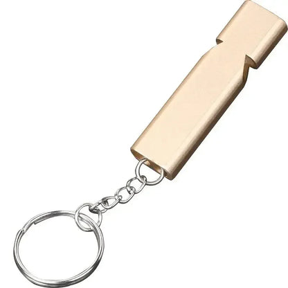 Flat Aluminum Alloy Dual Frequency Survival Whistle Double Tube Outdoor Survival Survival Whistle Equipment Equipped EDC Tool