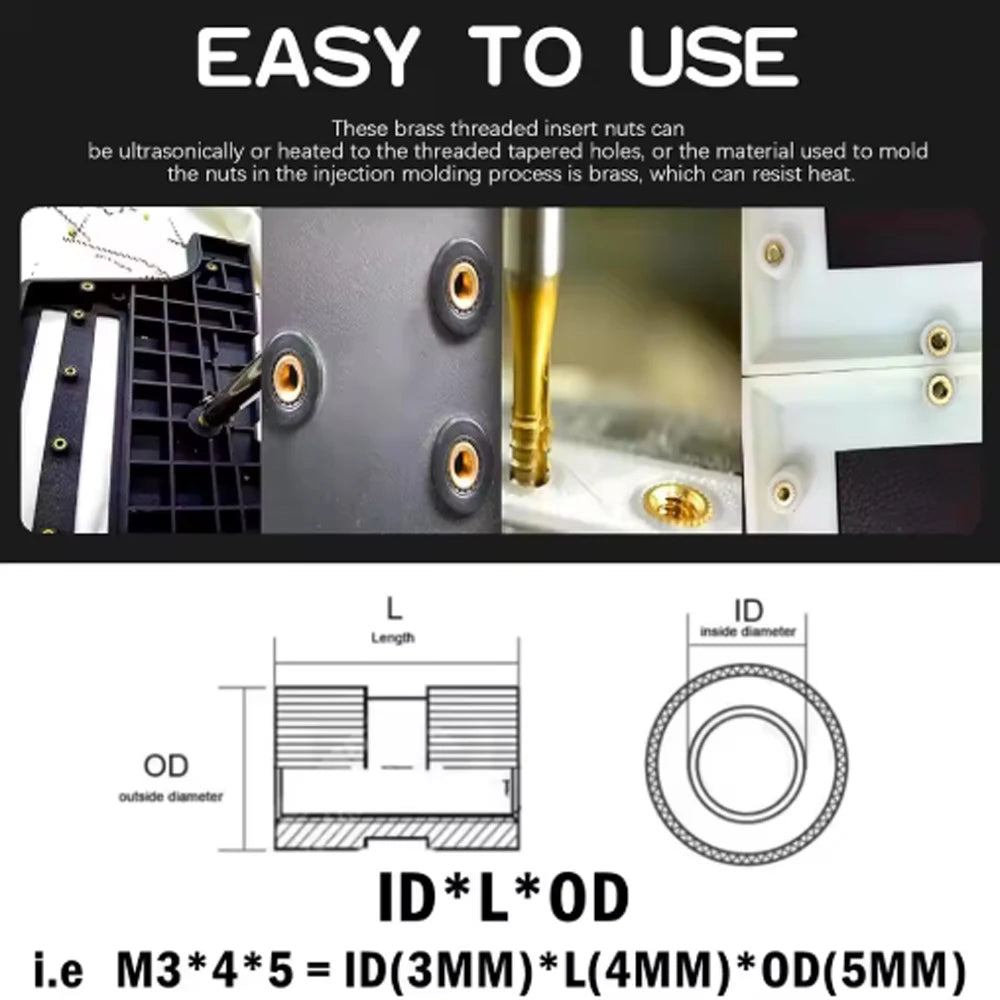 M2 M2.5 M3 M4 M5 M6 Brass Heat Insert Nut Hot Melt Nutinsert Thread Knurled Double Twill Embedment Nuts 3D Printer Accessories - ALPENZO