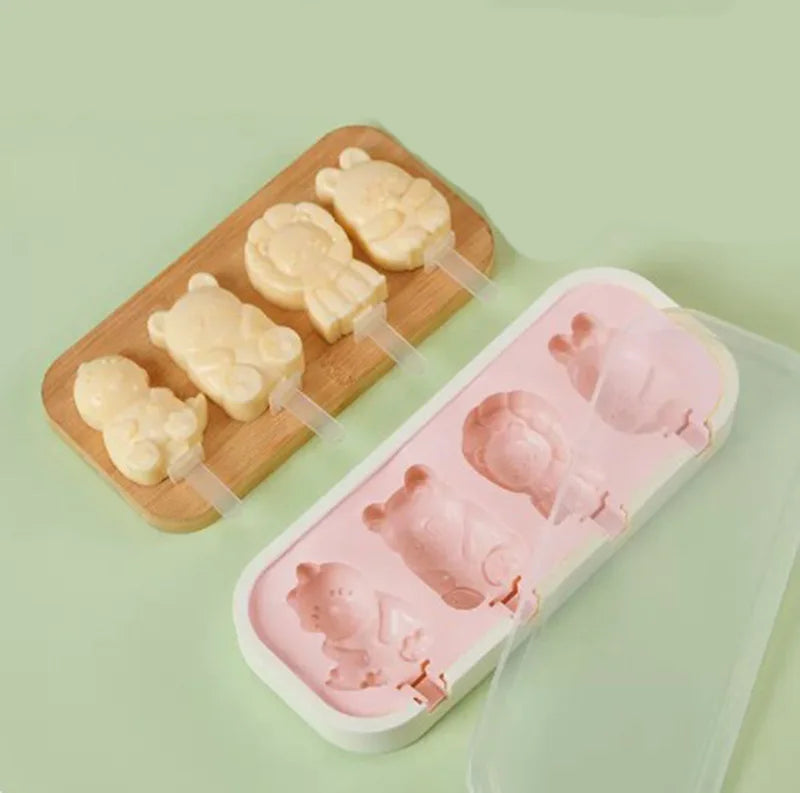 Popsicles Molds Kids Baby Cute Shapes Silicone Mini Popsicle Molds BPA Free Reusable Ice Cream Mold Popsicle Maker Homemade Set ALPENZO