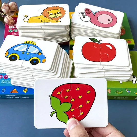 32 Pcs Enlightenment Card Matching Puzzle Early Education Cartoon Pattern Cognitive Boys and Girls Toys ALPENZO