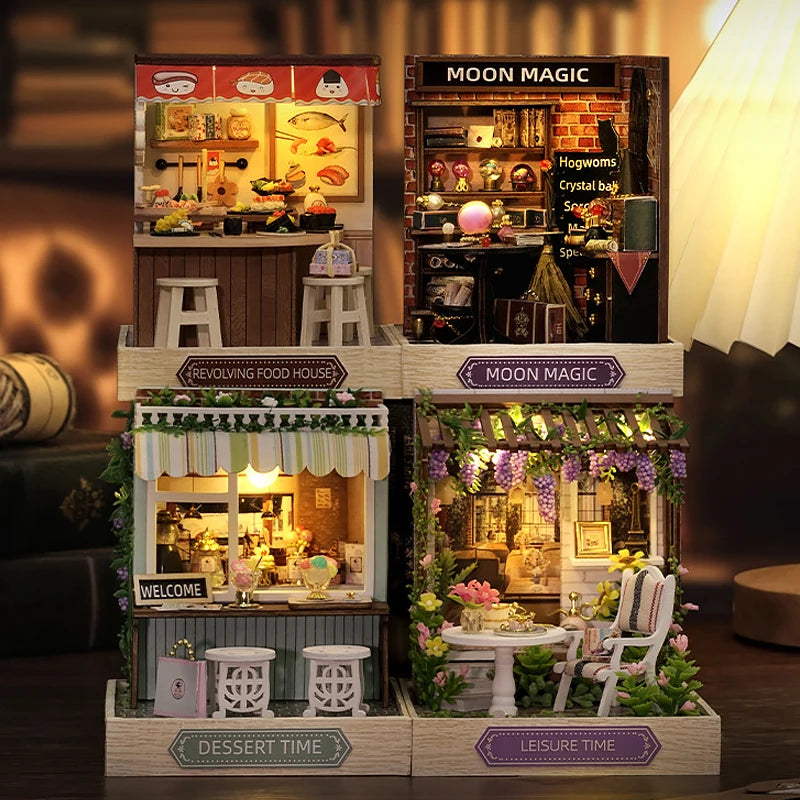 Magic Wooden Doll House Mini Kit DIY Handmade Assembly Model Building Room Bedroom Decoration 3D Puzzle Girl Toy Birthday Gifts ALPENZO