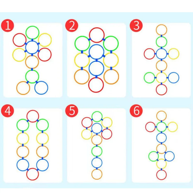 Outdoor Kids Funny Physical Training Sport Toys Lattice Jump Ring Set Game with 10 Hoops 10 Connectors for Park Play Boys Girls ALPENZO