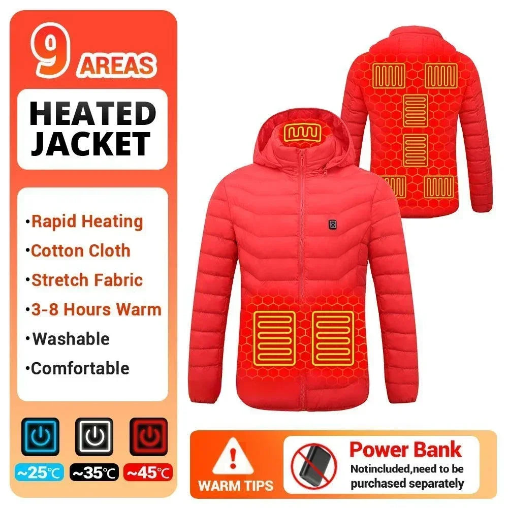 21 Areas Heating Jacket Men's Winter Usb Electric Heating Coat Functional Self-Heating Clothes Outdoor Snow Thick Padded Jacket ALPENZO