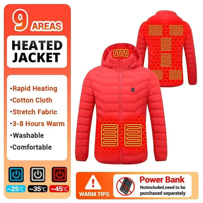 21 Areas Heating Jacket Men's Winter Usb Electric Heating Coat Functional Self-Heating Clothes Outdoor Snow Thick Padded Jacket ALPENZO