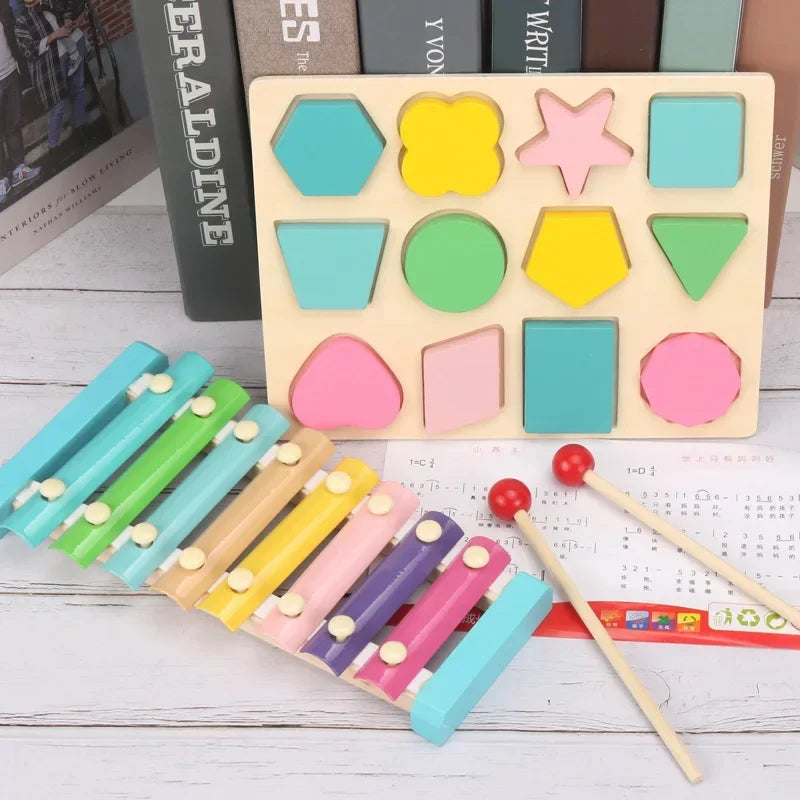 Juguete educativo Montessori en 3D para bebé, bloques de madera coloridos para aprendizaje infantil, regalo de Navidad ALPENZO
