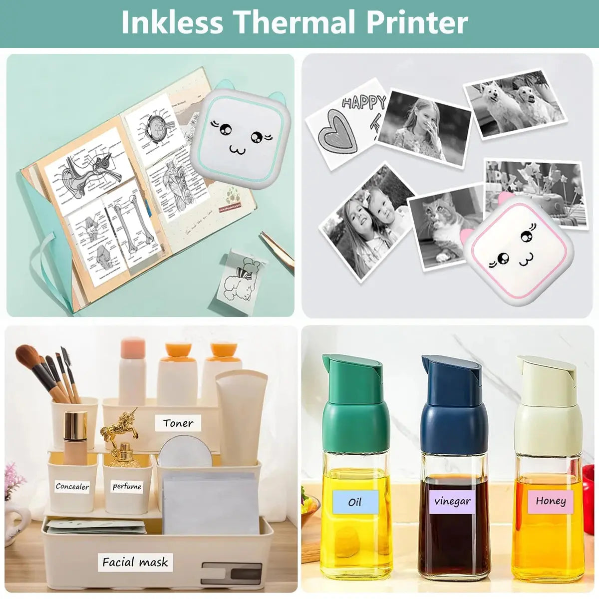 Portable Mini Printer， Wireless Photo Printer ，Ink-Free Thermal Printing For Notes Photos Memos For Android IOS - ALPENZO
