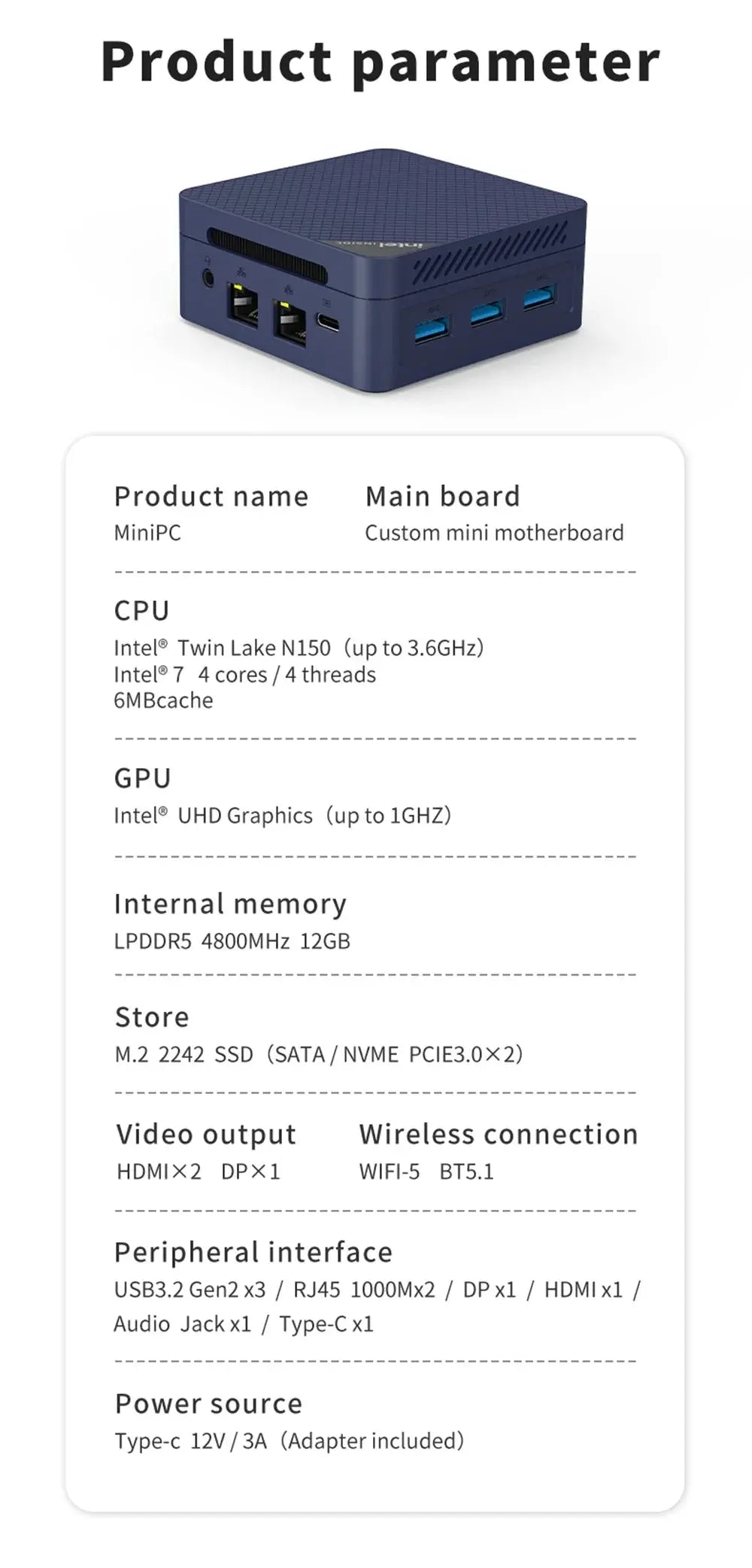 MLLSE G2 Pro Mini PC Intel Twin Lake N150 Processor LPDDR5 12GB RAM 512GB SSD WiFi 5 BT5.2 Win11 Mini Desktop Computer - ALPENZO