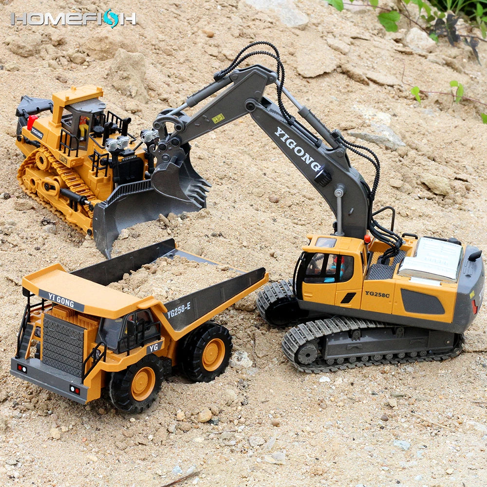RC Car Children Toys Remote Control Car Toys For Boys Radio Control Excavator Dump Truck Bulldozer Electric Car Kids Toys Gift ALPENZO