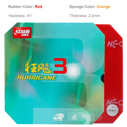 Original DHS Neo Hurricane 3 Table Tennis Rubber Sticky Professional Ping Pong Rubber with High-dense Sponge for Attack Loop