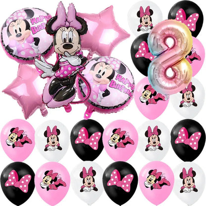 Minnie Mouse Party Decoration Disposable Tableware Minnie Cup Plate Balloon For Girls Baby Bath Birthday Party Supplies ALPENZO
