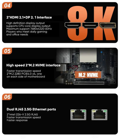 Topton NAS Gaming Motherboard AMD Ryzen 9 7940HS ES 7840HS ES 2xNVMe 4xSATA PCIEx8 2xDDR5 2x2.5G LAN Firewall NAS ITX Mainboard - ALPENZO