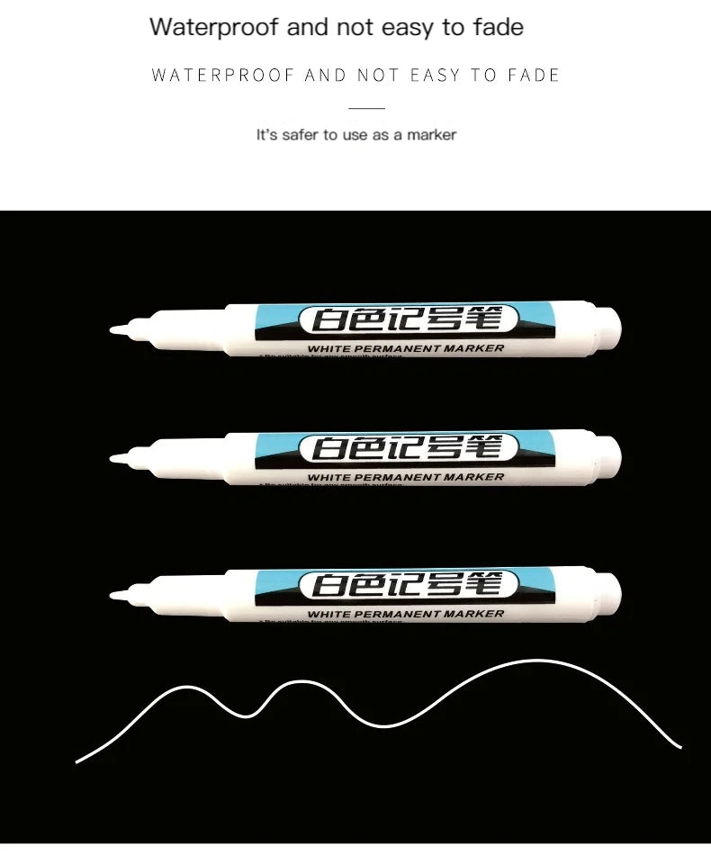 1/4Pcs White Permanent Paint Pen set for Wood Rock Plastic Leather Glass Stone Metal Canvas Ceramic Deep Hole Marker 0.7mm ALPENZO