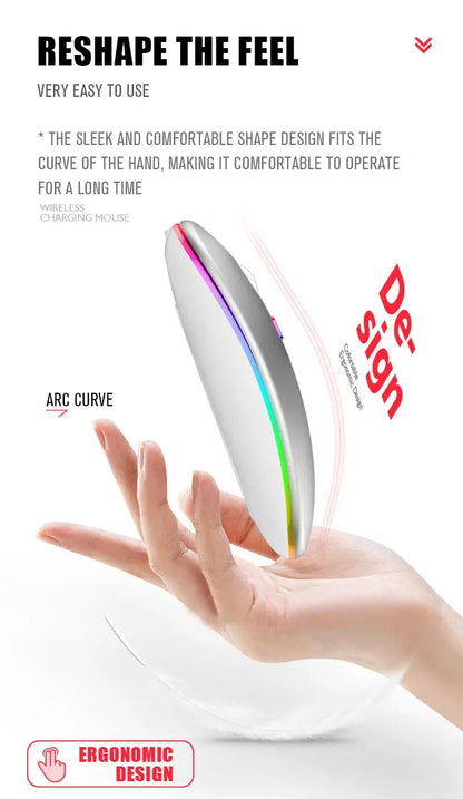 Tablet Phone Computer Bluetooth Wireless Mouse Rechargeable RGB Backlight Mice for iPad PC Laptop Tablet Phone 2.4GHz USB Mouse - ALPENZO