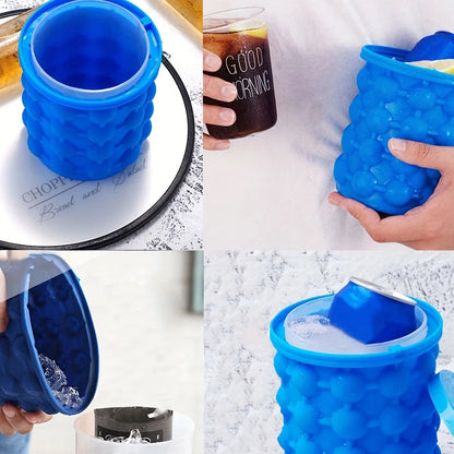 2-in-1 Silicone Bucket Ice Cube Maker Easy Freezing and Serving Perfect for Bars Clubs Essential Drinkware Kitchen Accessories ALPENZO