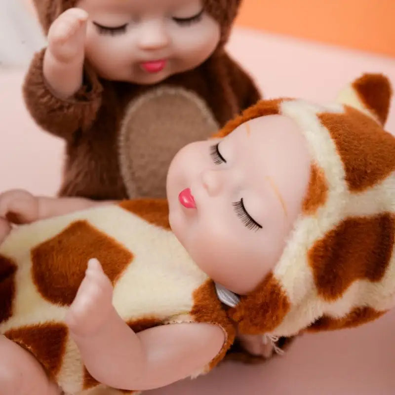 2Pcs Simulation Princess Dolls Toy Mini Cute Sleeping Baby Series Doll Cartoon Animal Toy For Kids Kawaii Dolls Girl's Gift ALPENZO