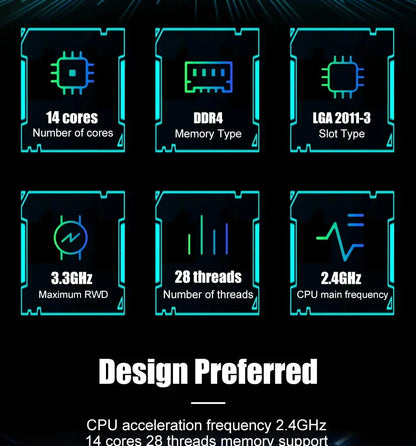 SOYO X99 Motherboard Set Kit With Intel LGA2011-3 Xeon E5 2680 V4 and DDR4 16GB (2*8GB) 2133MHz Dual Channel RAM M.2 NVME - ALPENZO