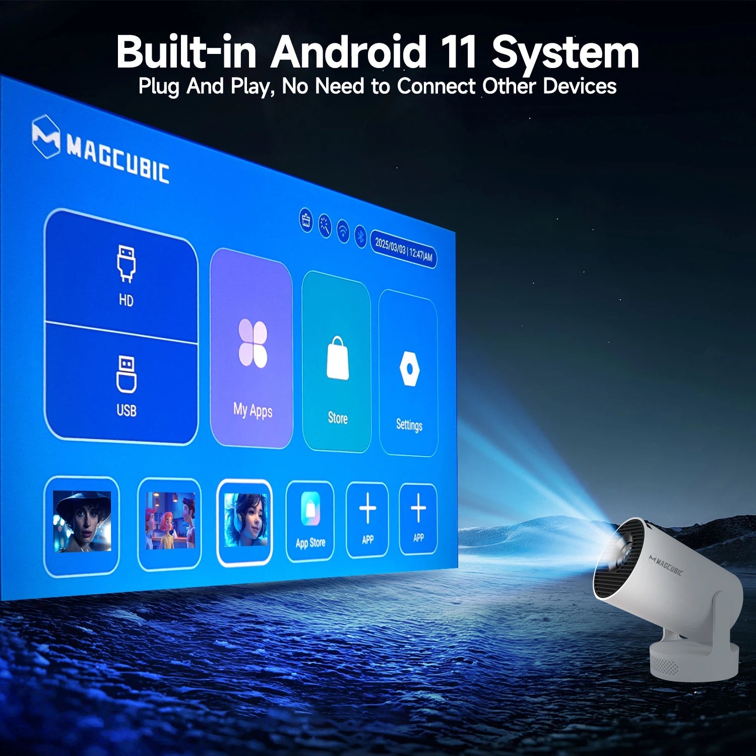 Magcubic Projector HY300 PRO + 4K Android 11 Dual Wifi6  Allwinner H713 BT5.4 1080P 1280*720P Home Cinema Outdoor Projetor ALPENZO