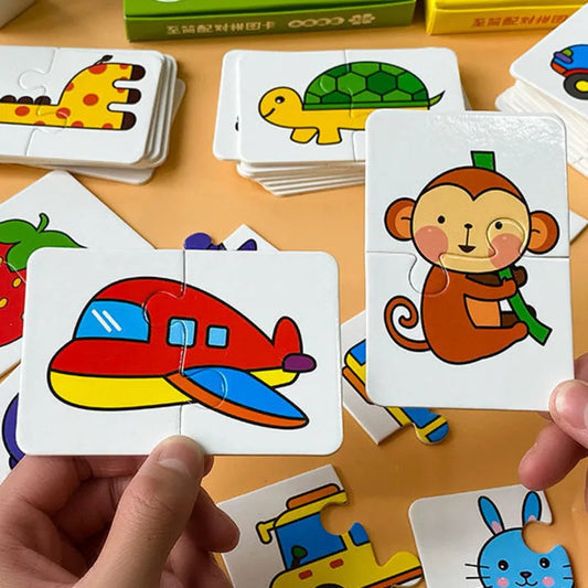 32Pcs Toddler Matching Card Early Montessori Education Puzzle Toys Cartoon Jigsaw Animal Color Shape Cognitive Training Gifts ALPENZO