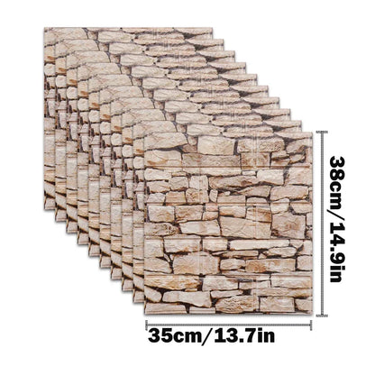 10pcs Self Adhesive Decor 3D Foam Wall Stickers Pane Room Waterproof peel and stick Brick Wallpaper for Interior Decoration - ALPENZO