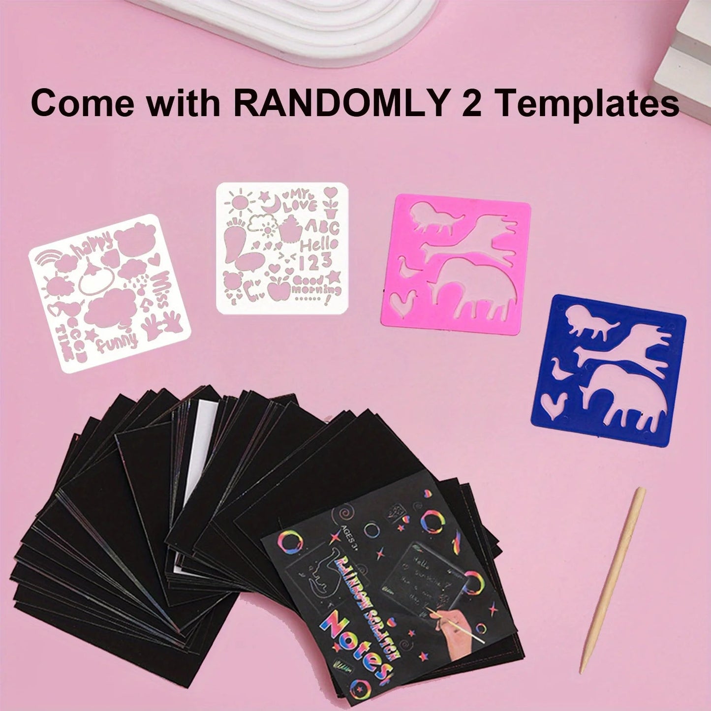 Scratch Paper Art - 100pcs Magic Scratch Off Craft Kit, Rainbow Scratch Magic Drawing Set Paper Pad Board Supply For Children ALPENZO