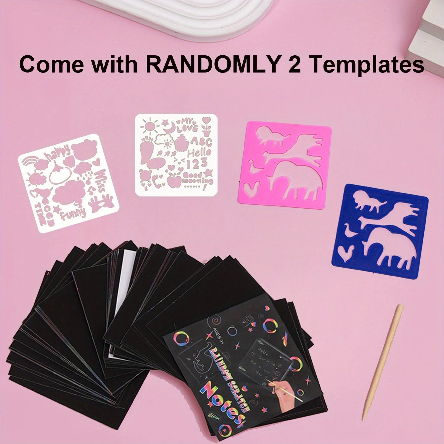 Scratch Paper Art - 100pcs Magic Scratch Off Craft Kit, Rainbow Scratch Magic Drawing Set Paper Pad Board Supply For Children ALPENZO