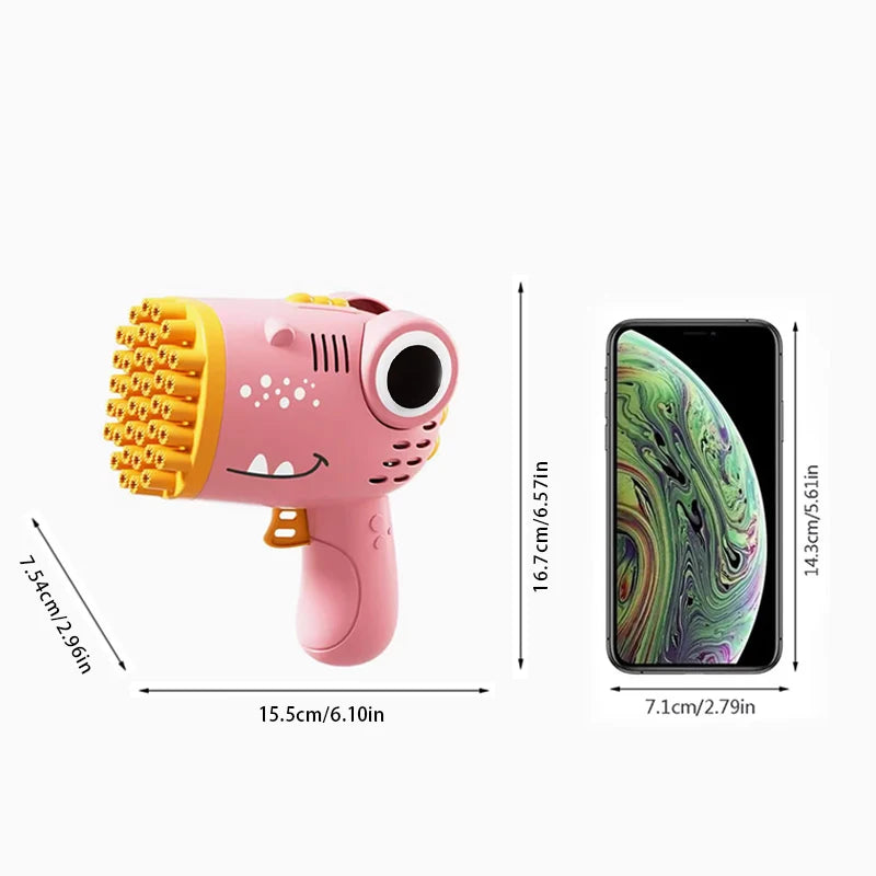 40 Hole Dinosaur Bubble Handheld Bubble Machine, Electric Bubble Gun Outdoor Wedding Party Toy(without Bubble Water) ALPENZO