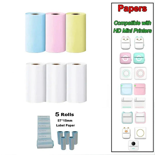 Thermal Paper MINI Printing Self-adhesive Label Sticker For Mini Printers Pose Machine Kid Camera Stickers 57mm Width Rolls - ALPENZO