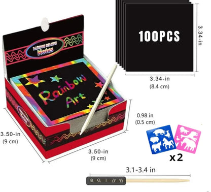 100Pcs Dazzling Scratch Painting Parent Child Interactive Toys Note Cards Handmade Painting ALPENZO