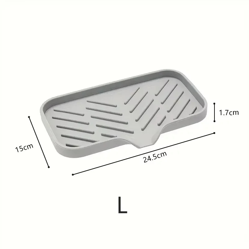 Silicone Kitchen Sink Tray Soap Tray Soap Dish Holder Sponge Holder with Built-in Drain Lip Countertop Sink Kitchen Organizer - ALPENZO
