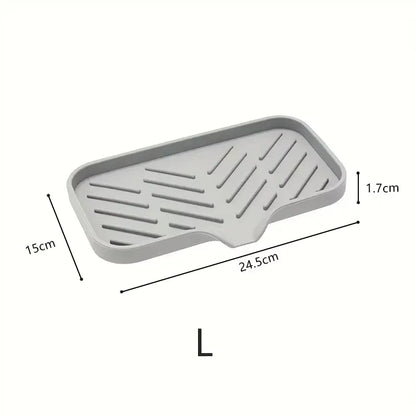 Silicone Kitchen Sink Tray Soap Tray Soap Dish Holder Sponge Holder with Built-in Drain Lip Countertop Sink Kitchen Organizer - ALPENZO