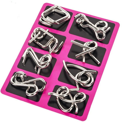Nine link Metal Children's Puzzle Toy Adult Ieisure Stress Reducing Intelligence Buckle 8-piece Set With Detachable Buckle ALPENZO