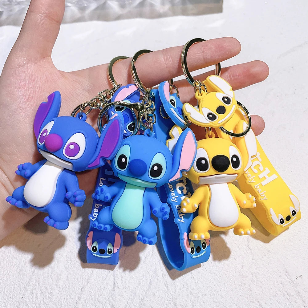 Lilo & Stitch Toys Keychian Anime Stitch Pendant Keychain Sweet Pink Angel Keychians Women Car Keyring Girl Birthday Gift ALPENZO