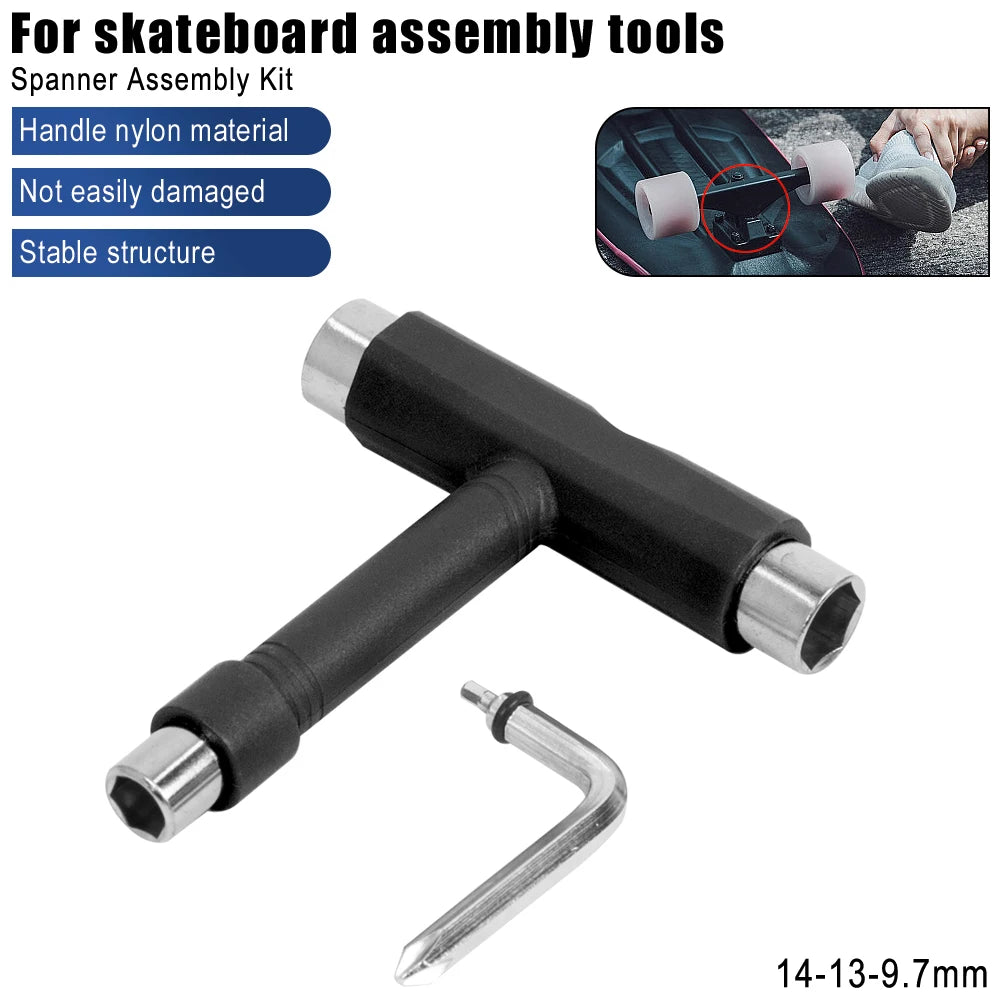 T Shape Wrench Skateboard Professional T Type Allen Key Black Longboard Skateboard Tools Board Roller Skate Wrench Tools Parts