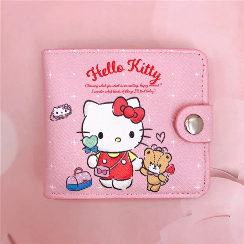 Kawaii Sanrio Pu Casual Money Bag Hello Kitty Cinnamoroll My Melody Kuromi Coin Purse Card Holder Wallet With Buttons ALPENZO