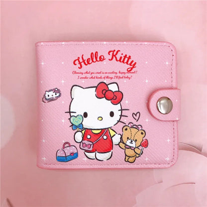 Kawaii Sanrio Pu Casual Money Bag Hello Kitty Cinnamoroll My Melody Kuromi Coin Purse Card Holder Wallet With Buttons ALPENZO