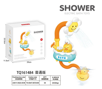 Cute Duck Bathtub Boat Toy with 3 Emotional Ducks Automatic Water Spray Toys for Toddlers, Sensory Interactive Baby Shower Gift ALPENZO