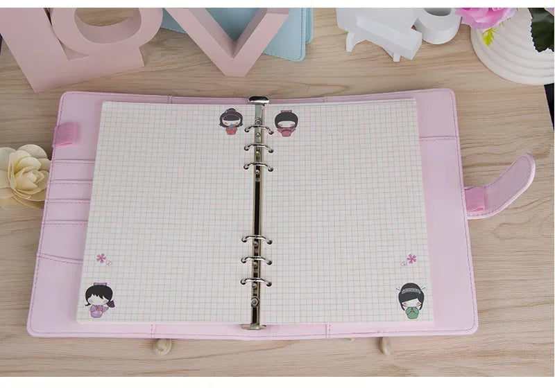 Macaroon Color A6/A5 PU Leather DIY Binder Notebook Cover Diary Agenda Planner Paper Cover School Stationery ALPENZO