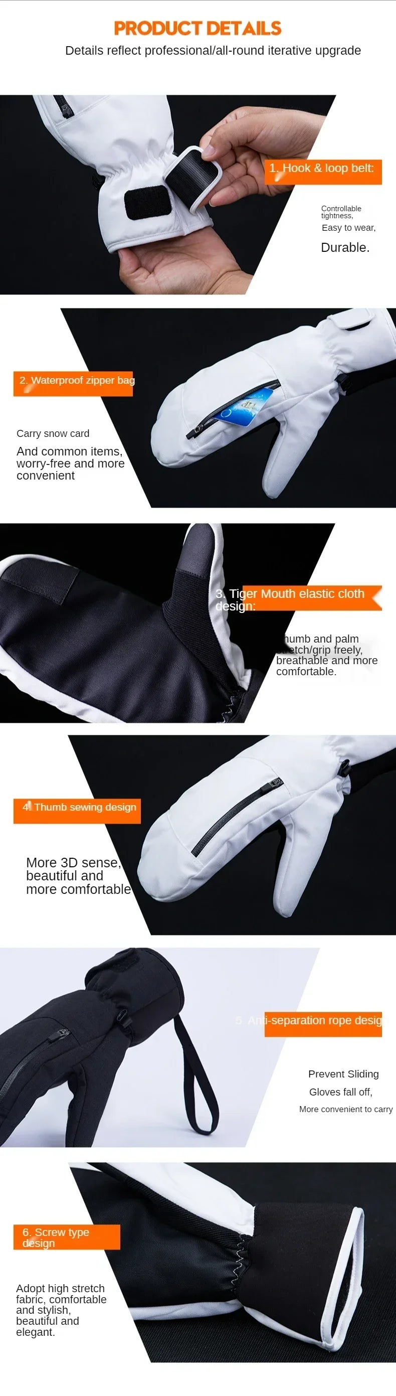 New 2025 Men Women Winter Touch Screen Waterproof Windproof Thermal Thick Snowboarding Snow Gloves Snowmobile Skiing Mittens